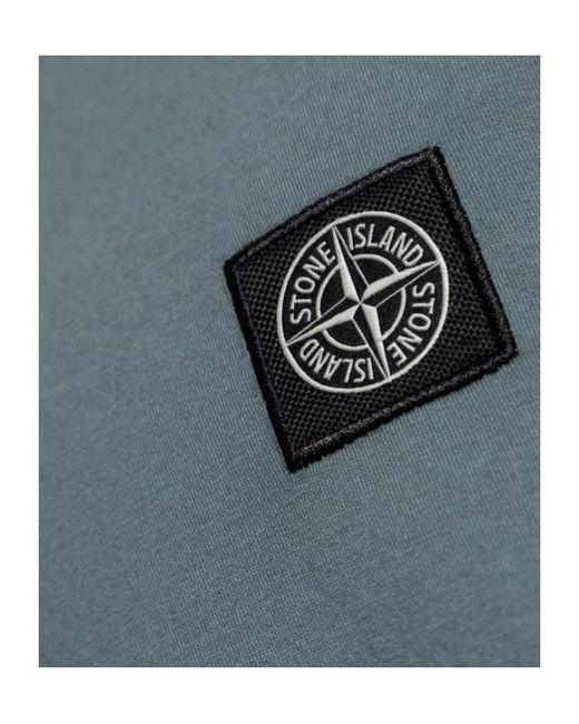 Stone Island Blue V-Neck T-Shirt for men