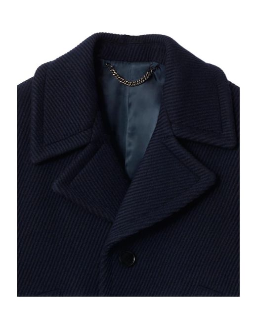 Burberry Blue Textured Single-Breasted Coat for men
