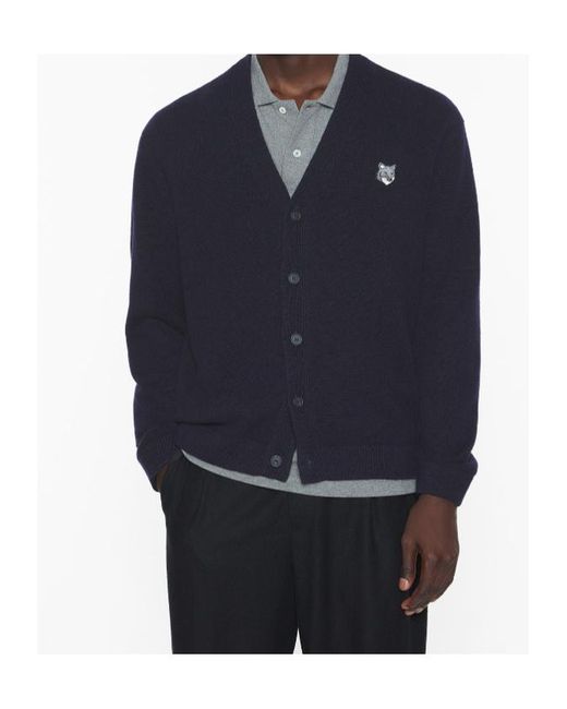 Maison Kitsuné Blue Maison Kitsuné Fox Head Comfort Cardigan for men