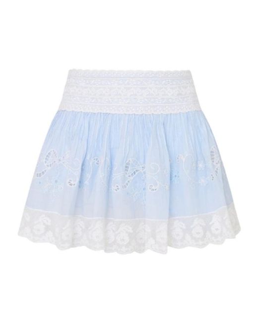 LoveShackFancy Blue Levant Lace Mini Skirt
