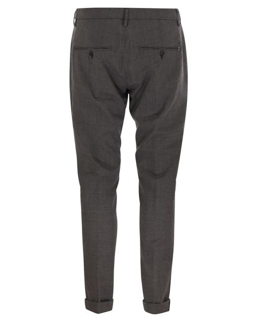 Dondup Gray Gaubert Wool Stretch Pants for men