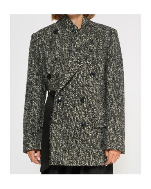 Isabel Marant Gray Double-Breasted Belted Jacket