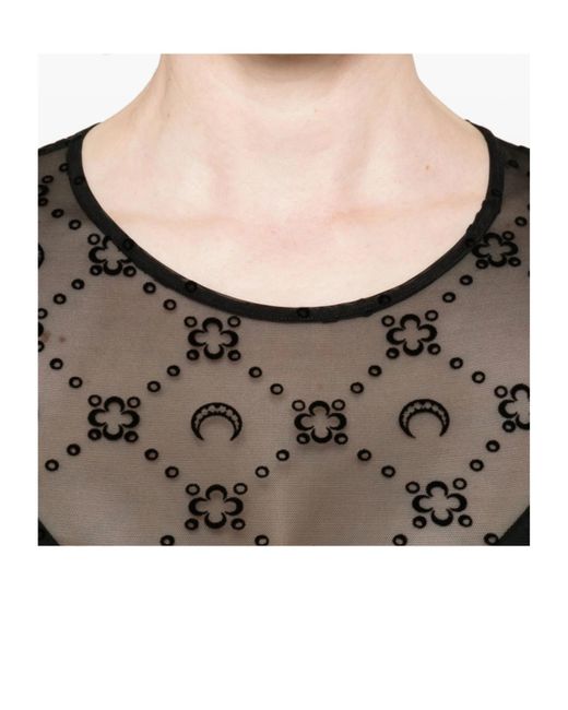 MARINE SERRE Black Moon Embellished Long-Sleeved Dress