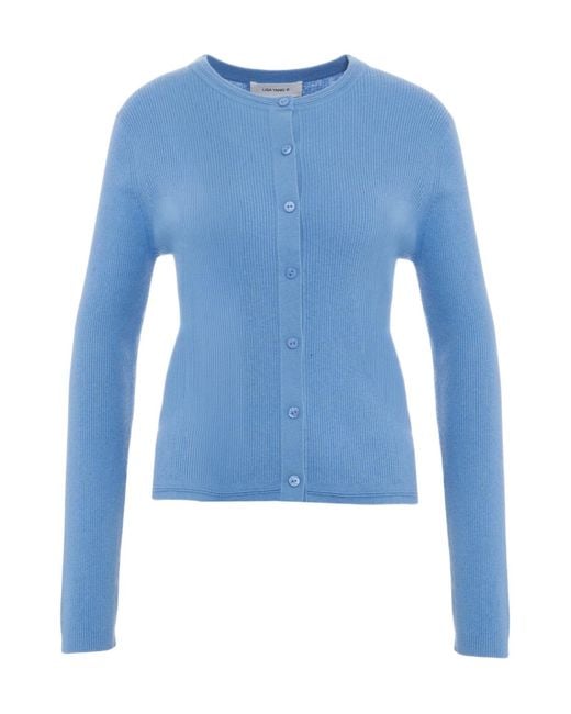 Lisa Yang Blue Crew-Neck Knit Cardigan