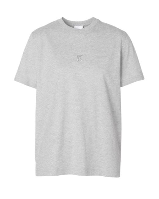 Burberry White Embroidered Tb Motif T-Shirt