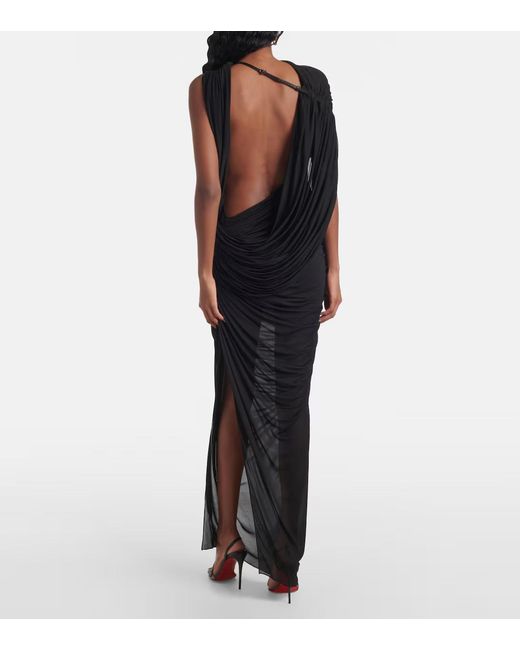 Mugler Black Draped Back Knit Dress