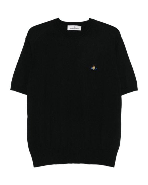 Vivienne Westwood Purple Logo-Embroidered Short-Sleeve Sweater for men