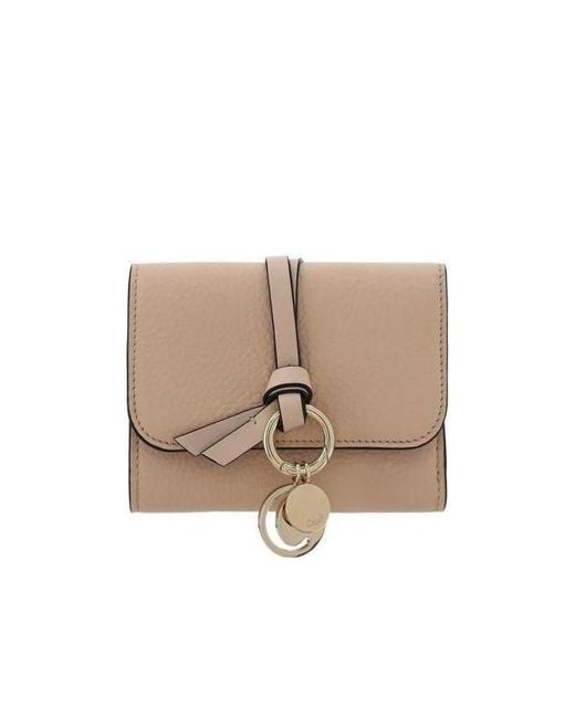 Chloé Natural Chloé Logo Plaque Tri-Fold Wallet