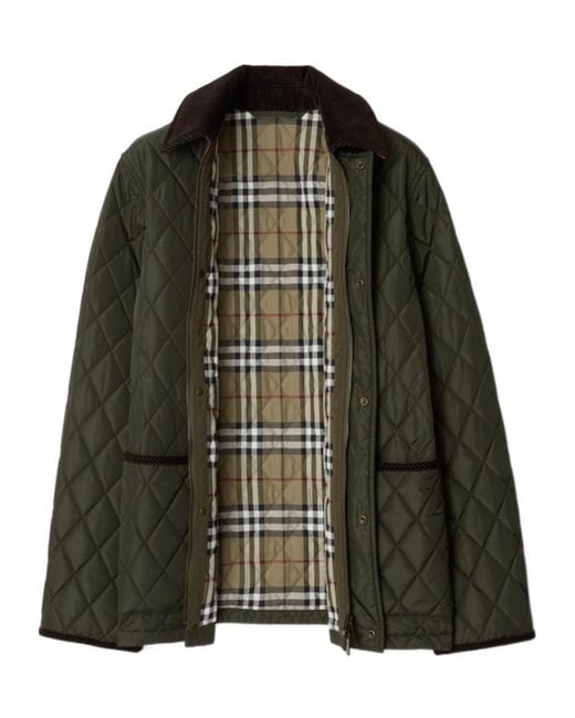 Burberry Green Belted Waist Quilted Jacket