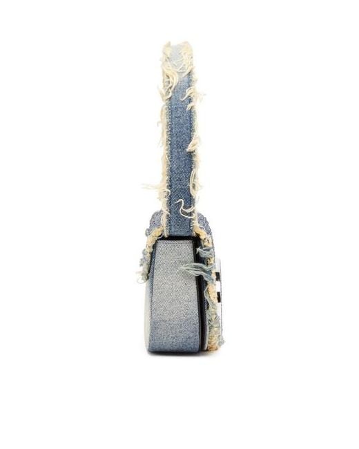 DIESEL Blue 1Dr Logo Plaque Denim Shoulder Bag