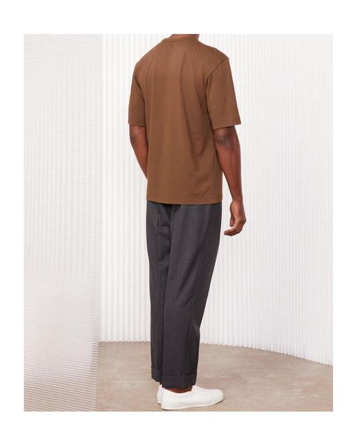 Officine Generale Brown Officine Générale Pocket Short Sleeve T-Shirt for men
