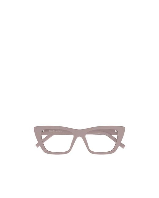 Saint Laurent White Eyewear Cat-Eye Glasses