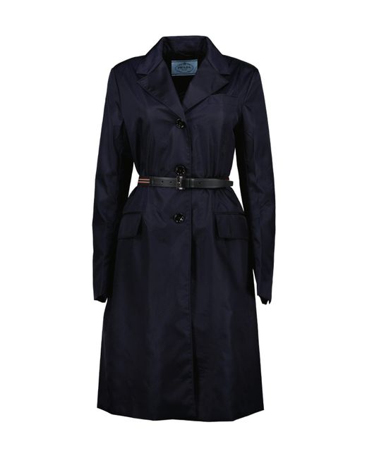Prada Women's Blue Re-Nylon Belted Coat