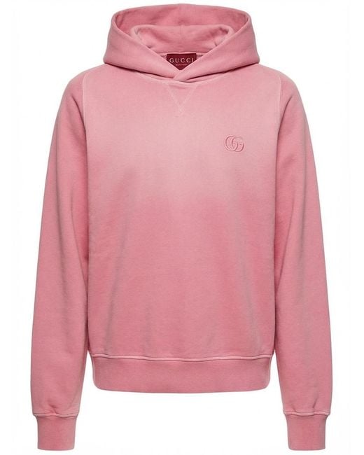 Gucci Pink Cotton Jersey Sweatshirt With Embroidery for men