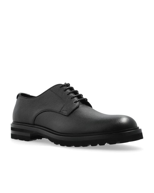 Dolce & Gabbana Black Round Toe Lace-Up Shoes for men