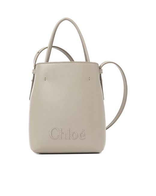 Chloé Natural Chloé Sense Micro Tote Bag