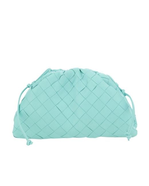 Bottega Veneta Blue Woven Drawstring Clutch Bag