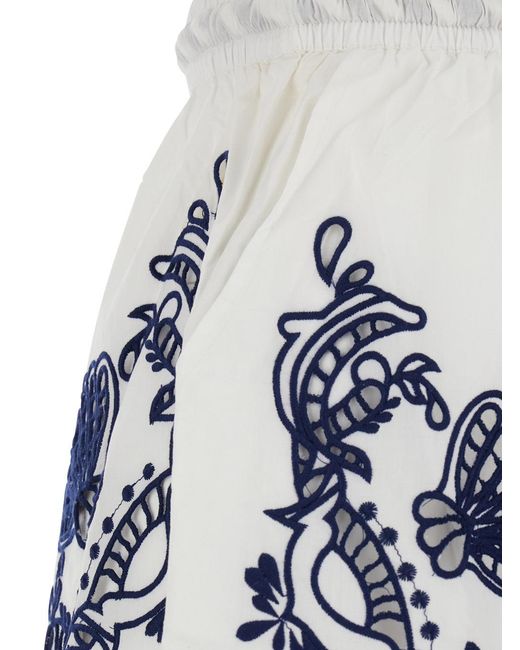 Farm Rio Blue Federica Tosi Garden Tiles Richelieu Shorts
