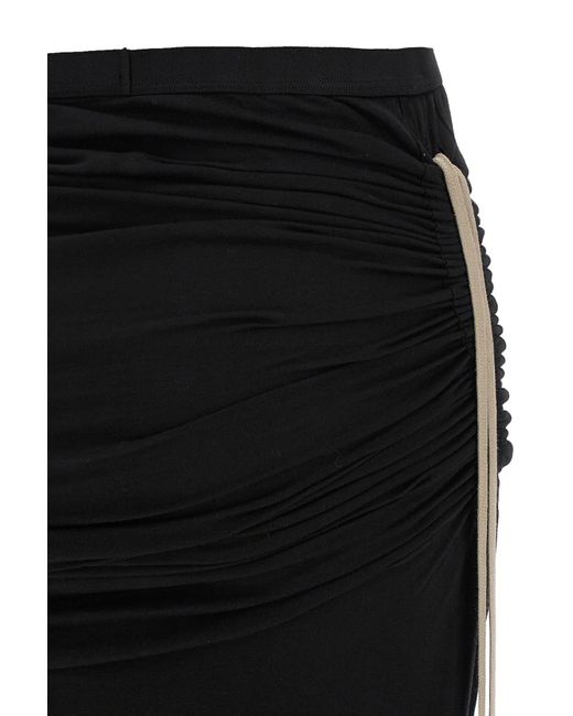 Rick Owens Black Drawstring Side-Slit Maxi Skirt