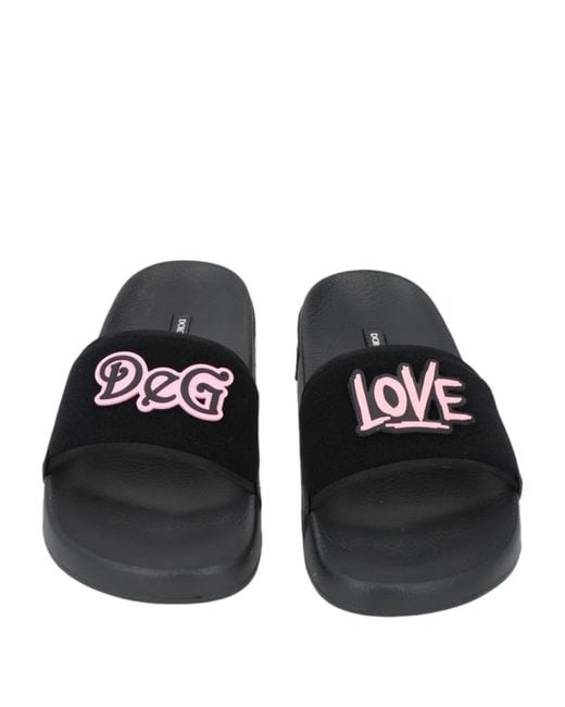 Dolce & Gabbana Black Letter Print Slides