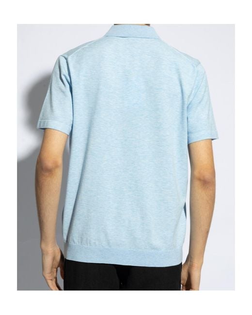 Theory Blue Goris Short-Sleeved Polo Shirt for men