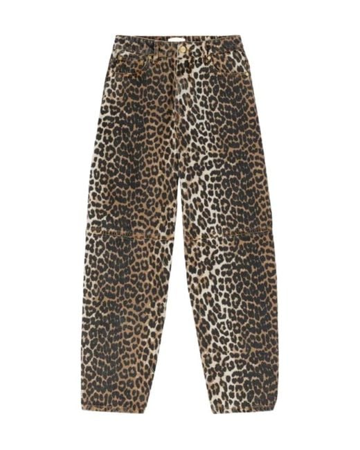 Ganni Multicolor Leopard Printed Stary Jeans