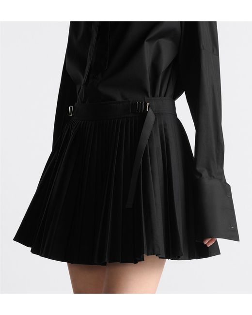 Dior Black Christian Logo Engraved Pleated Mini Skirt