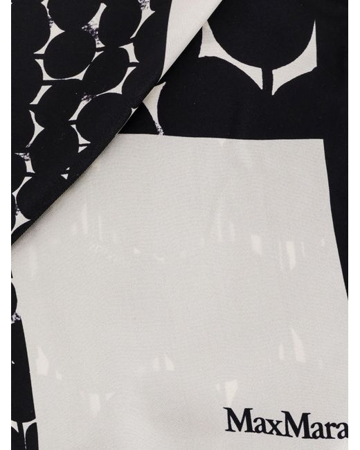 Max Mara Black Printed Silk Scarf
