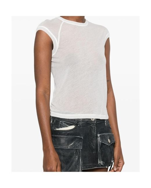 Helmut Lang White Twisted Sheer T-Shirt