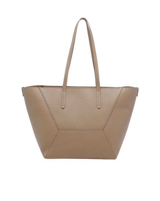 Brunello Cucinelli Natural Logo Embossed Top Handle Bag