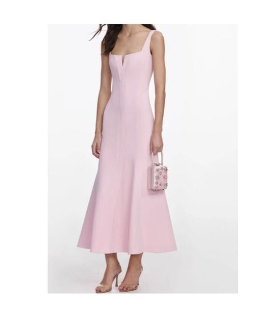 Self-Portrait Pink Crepe Midi Dress