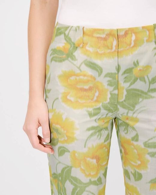 KENZO Yellow Jacquard Peonies Cropped Pants