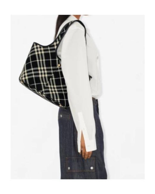 Burberry Black Nova Checked Top Handle Bag