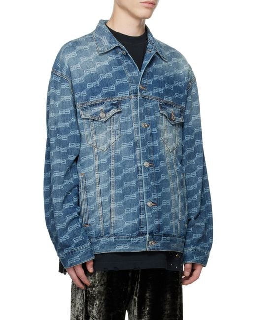 Balenciaga Blue Giacca Bb Monogram Large Fit Da Uomo for men