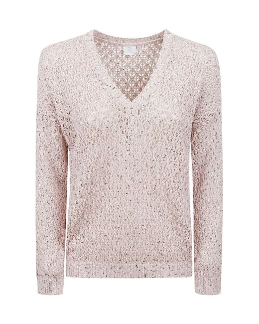 Eleventy Pink Open-Knit Sweater