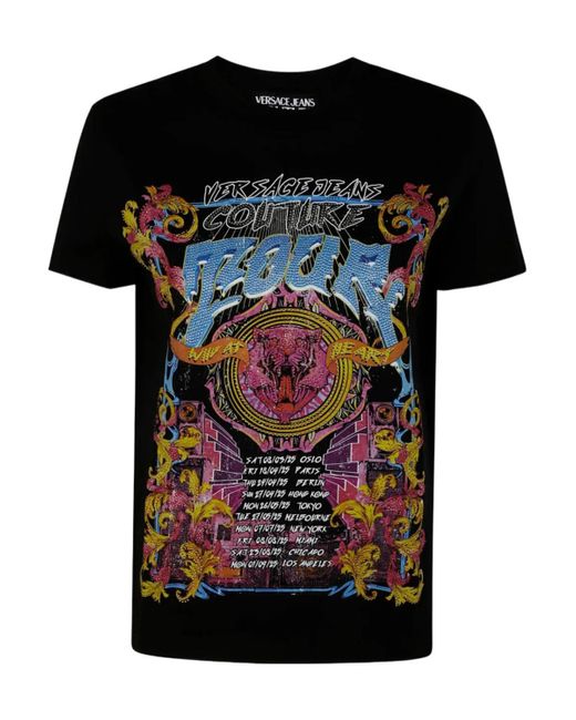 Versace Jeans Black Logo Tour T-Shirt Cotton Jersey