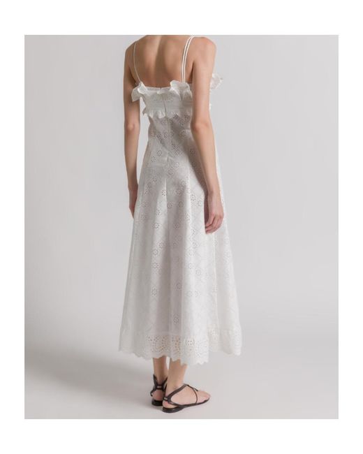 Alberta Ferretti White Broderie Anglaise Midi Dress