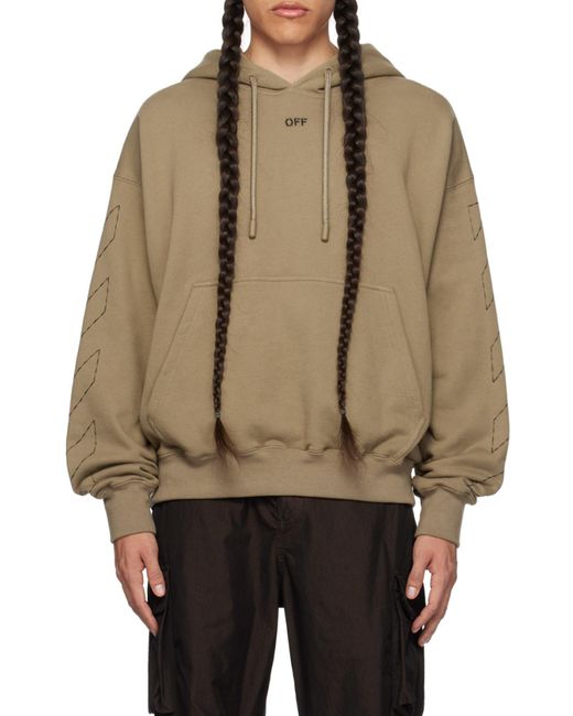 Off-White c/o Virgil Abloh Green Logo Detailed Drawstring Hoodie for men