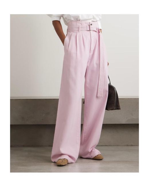 Agolde Pink High-Waisted, Wide-Leg Organic Cotton Jeans