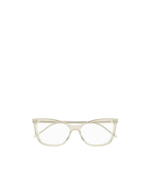 Saint Laurent White Eyewear Cat Eye Frame Glasses