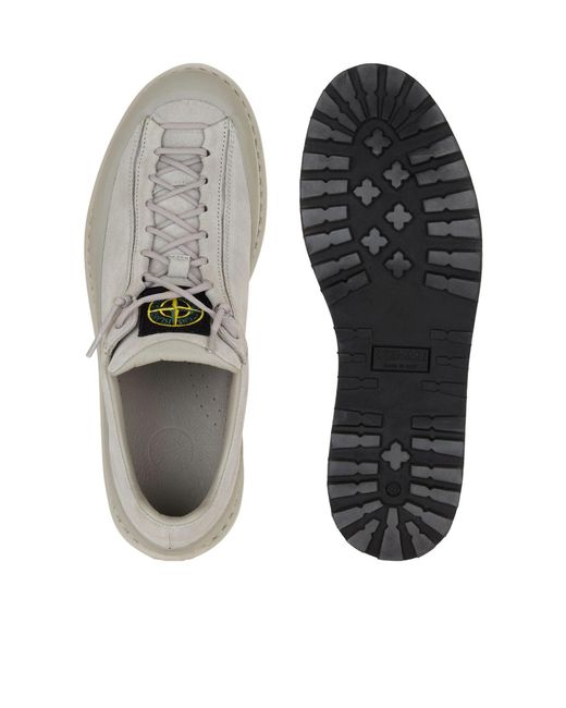 Stone Island Gray Lace-Up Casual Shoes for men