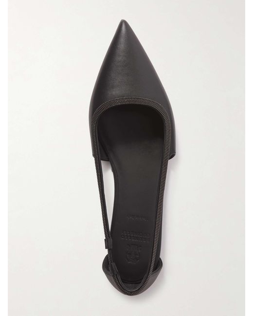 Brunello Cucinelli Black Monili Cut-Out Flat Shoes