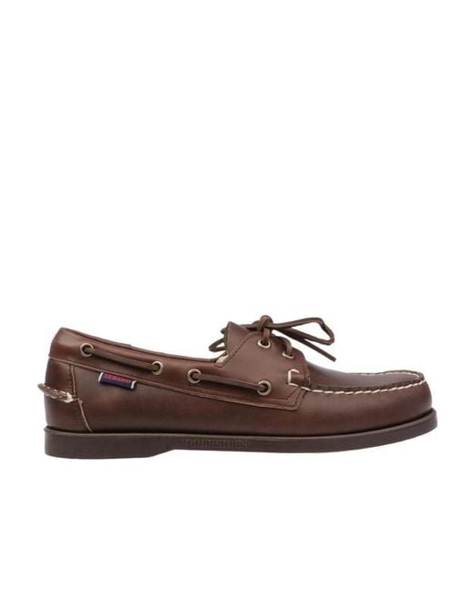 Sebago Brown Docksides Portland Leather Loafers for men