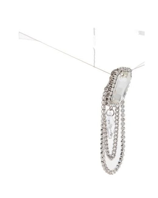 Alessandra Rich White Crystal-Embellished Drop Chain Earrings