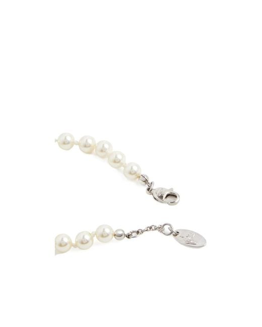 Vivienne Westwood White Mini Bas Relief Faux Pearl Bracelet