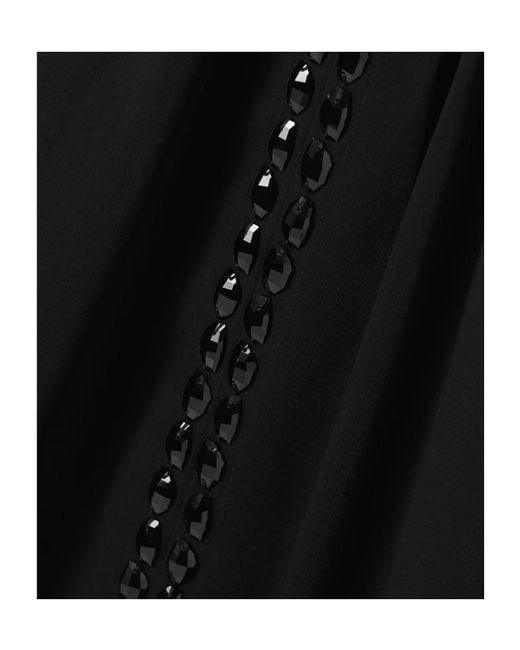 Johanna Ortiz Black Crystal-Embellished Pleated Crepe Maxi Dress