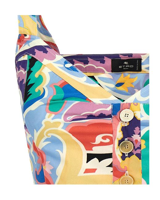 Etro Blue Paisley Print Buttoned Top