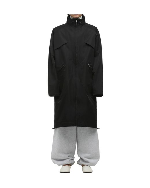 Entire studios Black Long Hooded Rain Jacket for men