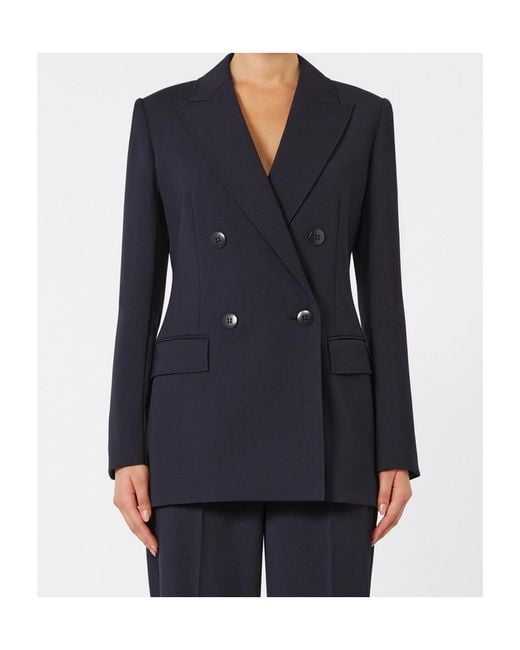 Max Mara Blue Studio Grembo Double-Breasted Blazer