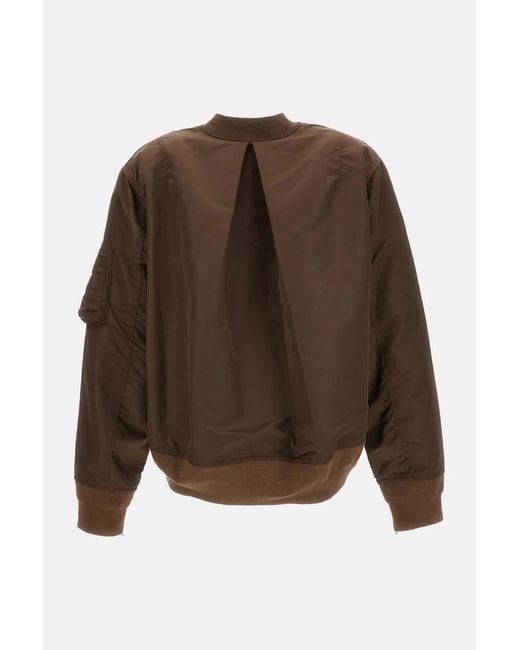 Sacai Brown V-Neck Bomber Jacket